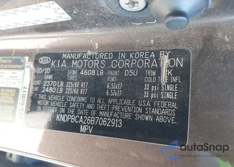 2011 Kia Sportage Lx from USA, damaged, VIN KNDPBCA26B7062913